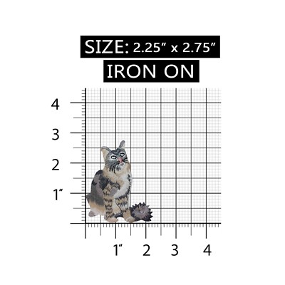 ID 2934 Long Haired Cat Patch Kitty Kitten Pet Embroidered Iron On