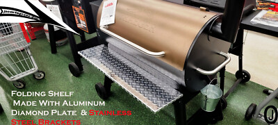 Traeger pro series 34 Pellet Grill Aluminum Diamond Plate Folding Shelf 