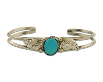 Navajo Cuff Bracelet 925 Silver Turquoise Artist Signed DB C.80's