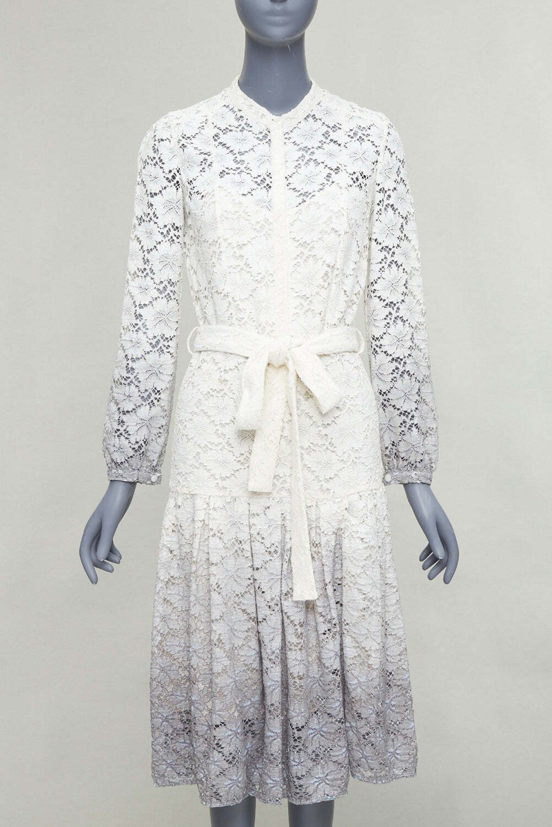 rare BURBERRY PRORSUM 2014 cream grey ombre lace dress IT38
