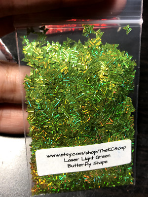 100G Solvent Resistant LASER LIGHT GREEN Butterfly Shape Glitter Epoxy US Seller