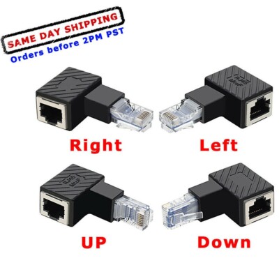 90Degree UP/Down/Right/Left Angle RJ45 Male to Female Cat5e/Cat6 Network Adapter