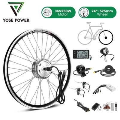 YOSE POWER 24'' E-bike Kit de Conversion Vélo Electrique 36V250W Hub Motor avec Feu Avant