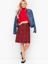 NEW 99 TALBOTS Red Tartan Plaid Sparkle A-Line Skirt Sz 6P, 6 Petite