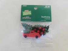 Dress it up Truck & Plaid Trees Shank Buttons 4 Pieces