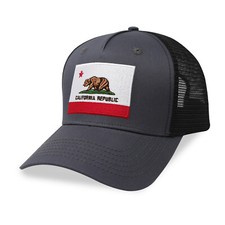 Baseball Cap Trucker Hat Snapback Closure Black California Flag Ventilated Mesh