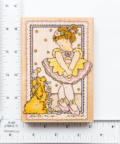 Vintage Penny Black Rubber Stamp Opening Night Girl Ballet Dancer Dog New - Picture 2 of 6