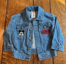 Mickey Mouse Disney Vintage Kids Blue Denim Jacket Size 3T Embroidered Patches