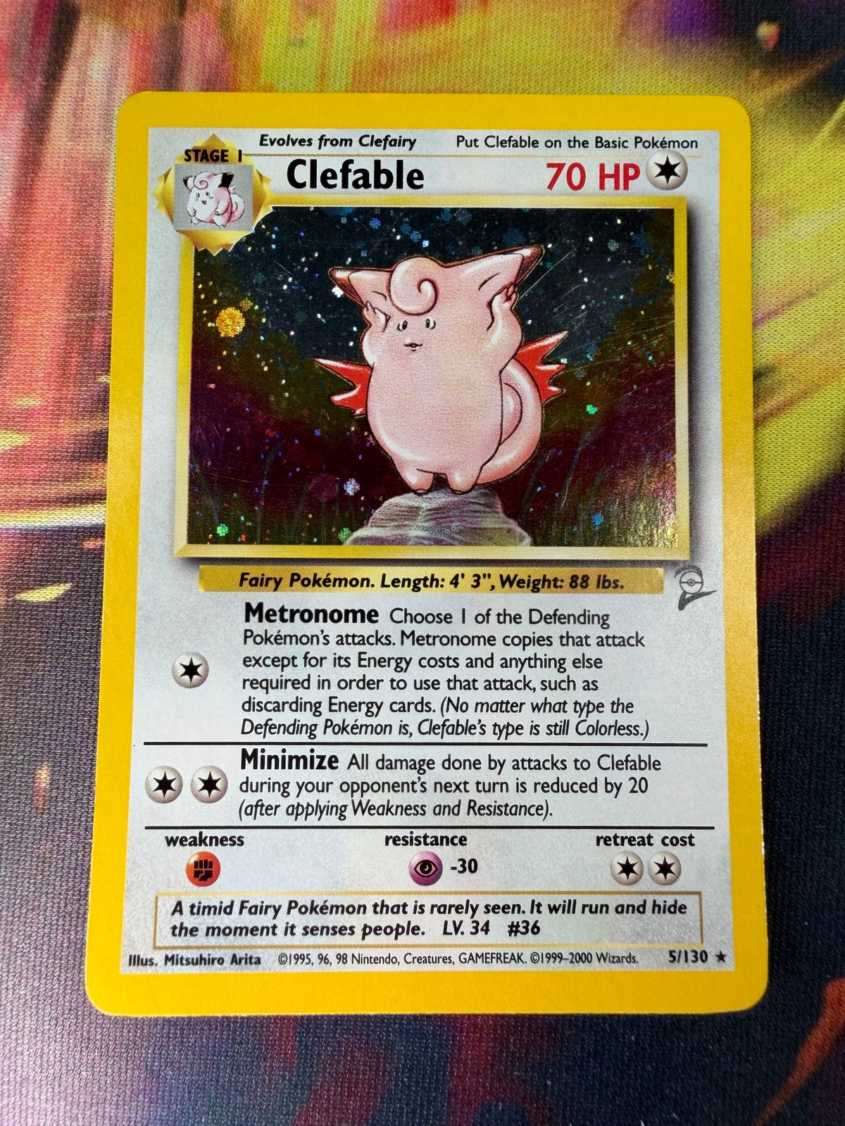 Clefable 5/130 NM Holo Rare Base Set 2 2000 Pokemon TCG