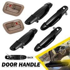 4*Black Outer Bar+2*Brown Inner Bezel-Door Handles Fit Toyota 1998-2003 Sienna