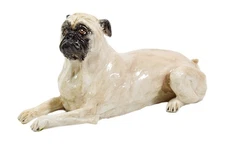 EVE PEARCE Hand Crafted England Pug Dog Porcelain Figure Hallmarked OOAK