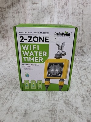 RAINPOINT WIFI WATER TIMER 2-ZONE, BRASS INLET, GARDEN IRRIGATION - YELLOW/BLACK