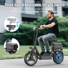 Adults Electric Scooter with Seat Foldable 1000W 14" Tires UL 2849 Certified