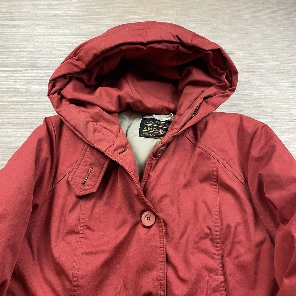 Abrigo de plumón de ganso Eddie Bauer vintage con capucha S para mujer acolchado óxido largo años 90 Foto 4 de 4