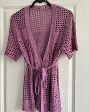 Evans Purple Crochet Knit Tie Belt Cardigan Cover Up Boho Y2K Plus Size 16
