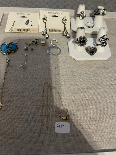 VTG LOT '925 STERLING SILVER MARKED Jewelry SCRAP'-RINGS/EARRINGS/++, 56.9g