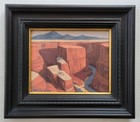 Listed Contemporary Southwest Canyon Desert Modern Fine Art Oil Painting Signed