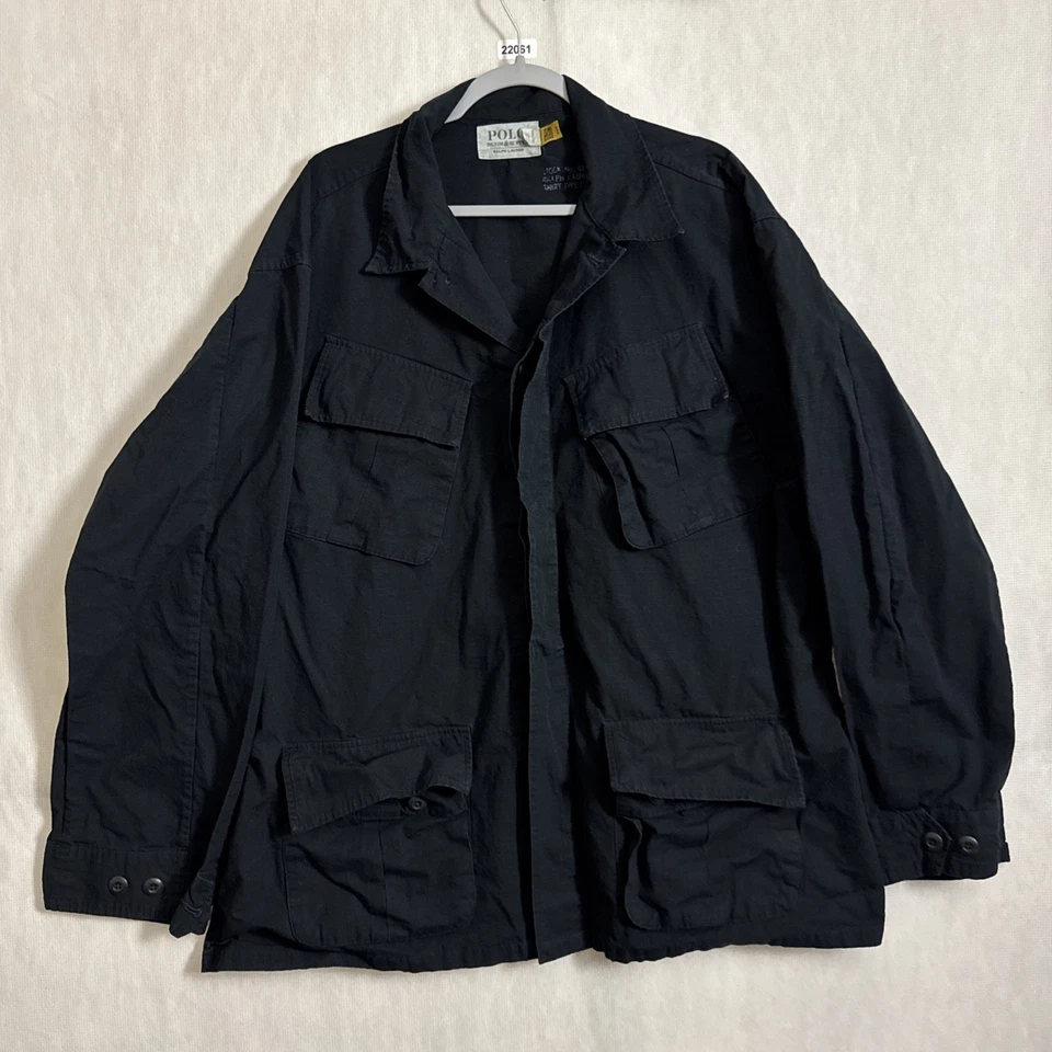 Jaqueta polo masculina Ralph Lauren denim supply XXL preta ripstop militar selva - Imagem 2 de 4