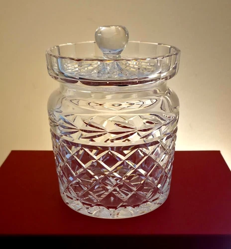 Waterford Crystal Glandore, Laurel Top, Biscuit Barrel & Lid Vtg Signed Excel