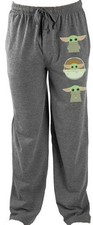 The Mandalorian Baby Grogu Star Wars Mens Grey Sleep Pajama Pants, X-SMALL, NWT