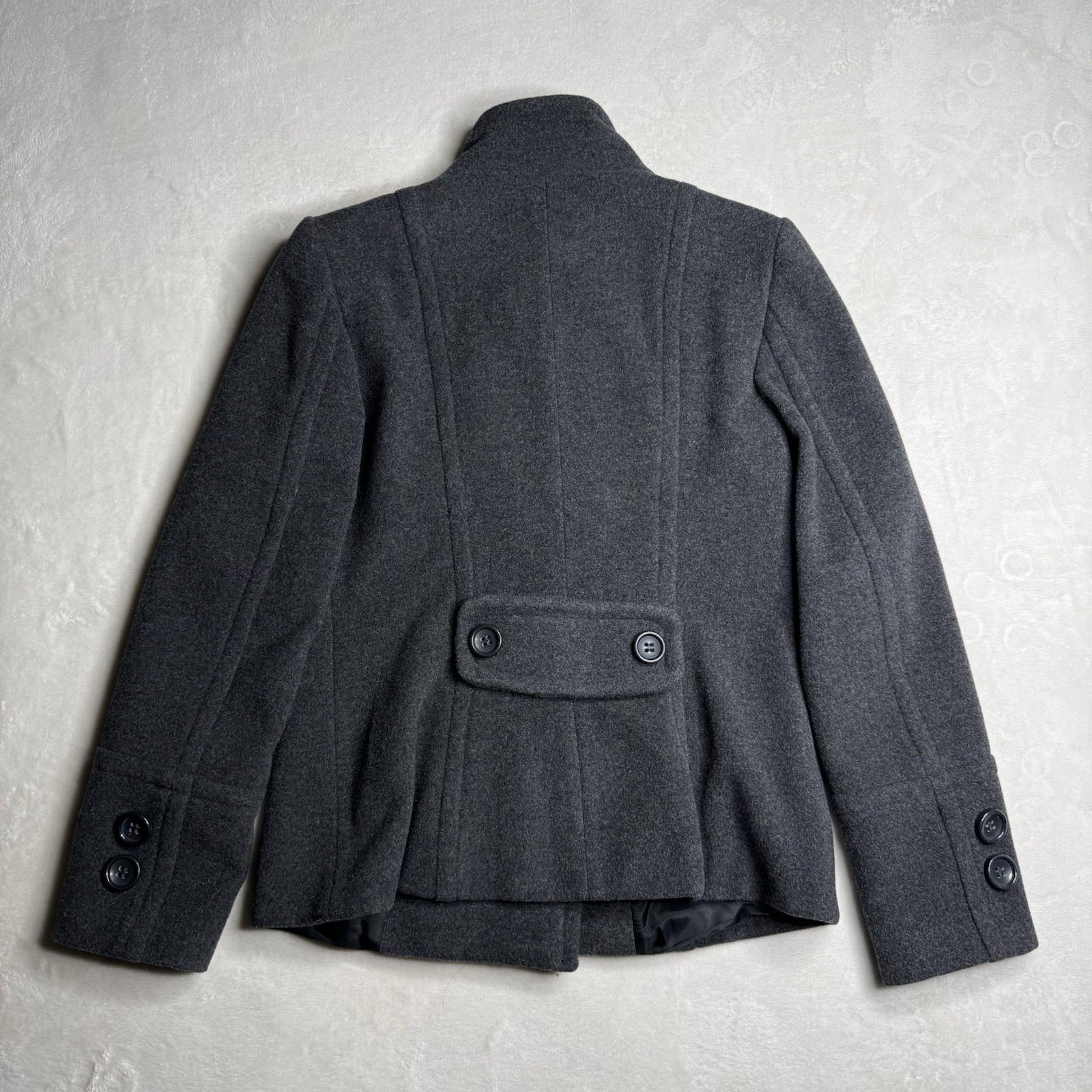 Zara Basic Jacket Black Plaid Button Front Pea Co… - image 6