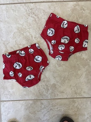 Dr Seuss Thing 1 Thing 2 Baby Diaper Cover Bloomers 3 6 Month TWINS Lot Infant
