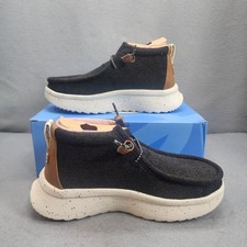 Hey Dude Wendy Peak Hi Black Wool Platform Chukka Boots Womens Size 6 NIB