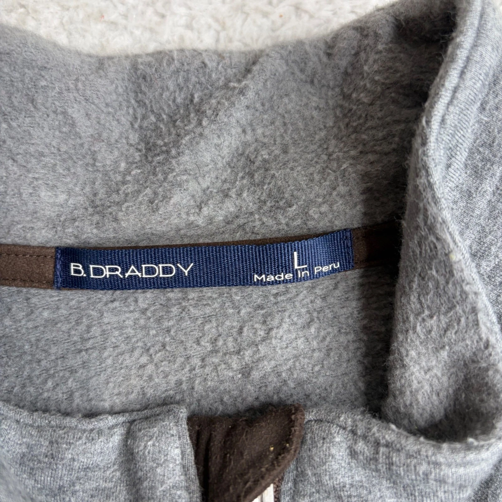 B. Draddy Mill River Club Mens Large Gray Modal Cotton Fleece Full Zip Jacket image 3