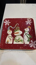 Pier 1 Imports Jolly Holiday Snowman Red Serving Platter LARGE