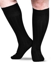 Highland Scottish Wool Blend Kilt Hose for Men Ribbed Socks Medium, Black