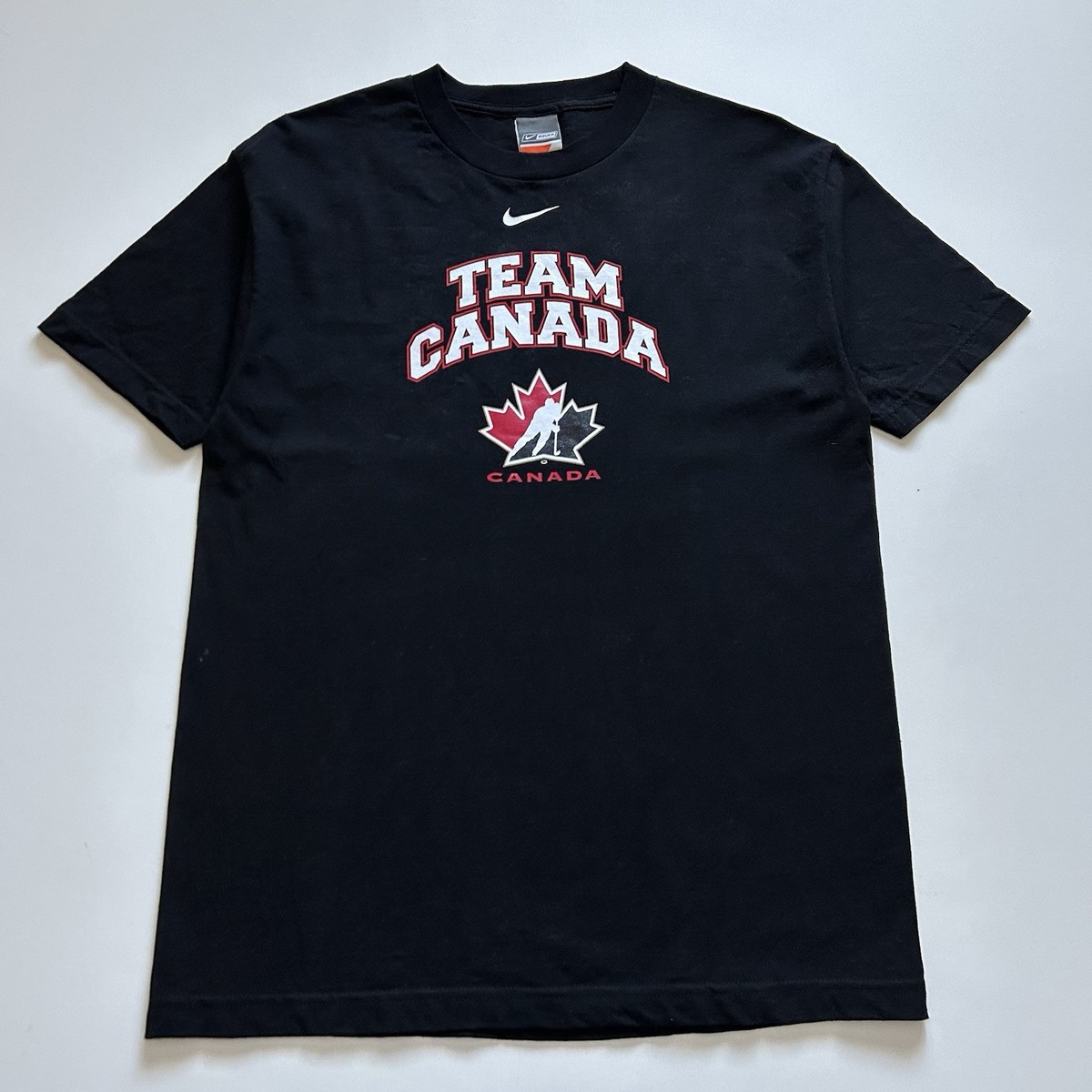 Vintage Team Canada Hockey Bauer Nike Center Swoosh T Shirt Men's Large  Black