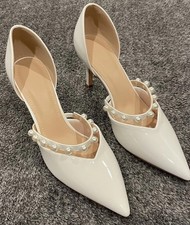 Women’s Wedding Bridal pearl white Dress high heels NIB size 9 Formal