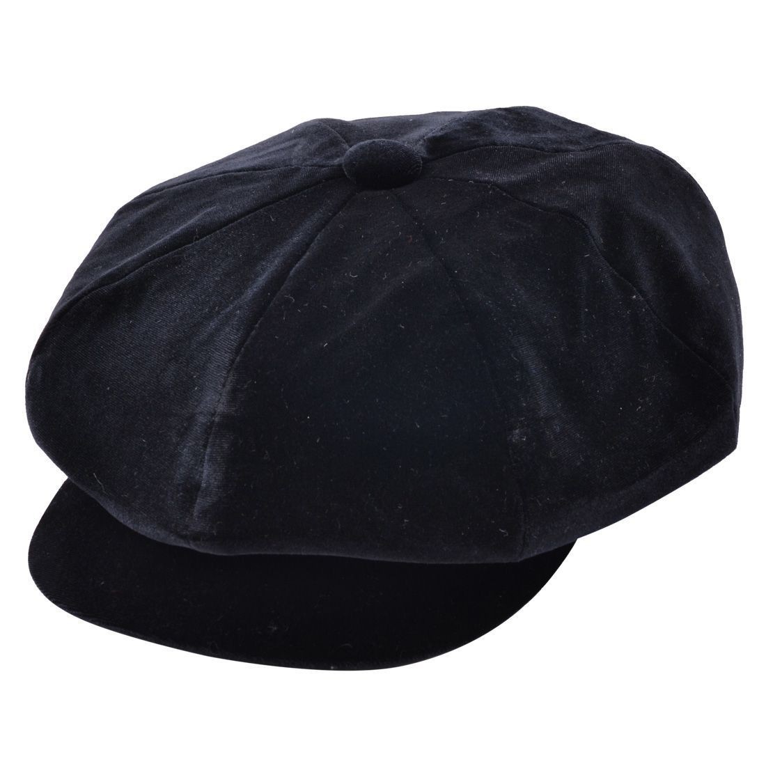 Womens Velvet Black Bakerboy Newsboy Hat Gatsby 8 Panel  display picture 3
