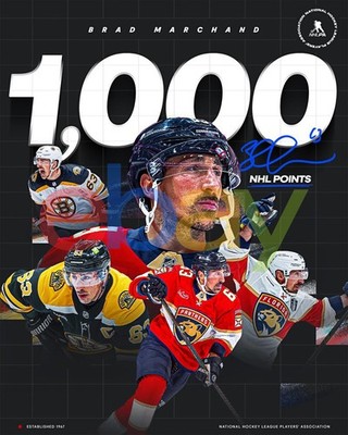 Brad Marchand 1000 Career Points Collage Panthers Bruins 8x10 NHL Hockey Photo