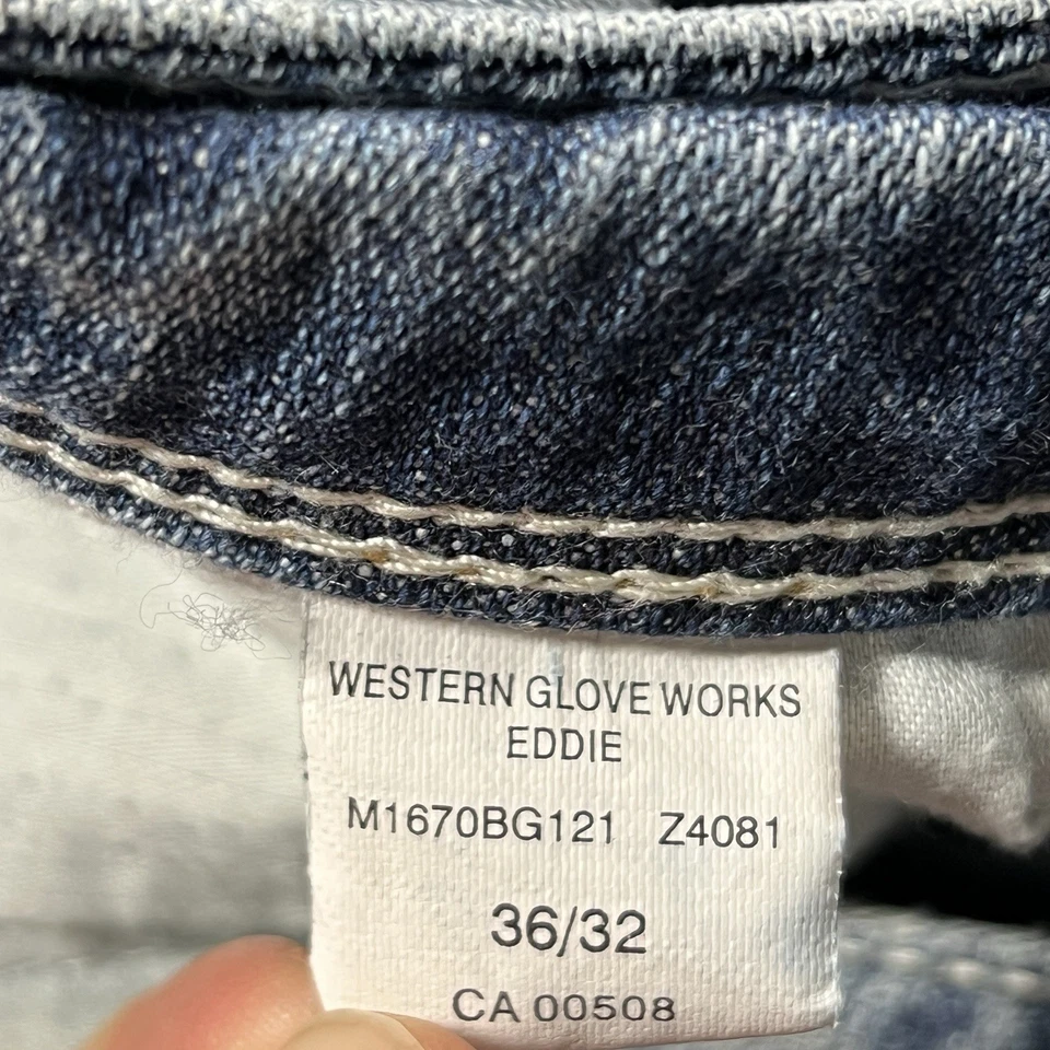 Jeans plateados para hombre 36x32 azul Eddie corte bota relajado lavado medio elástico denim Foto 3 de 4