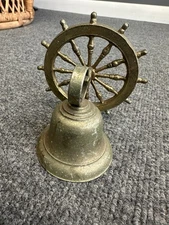 Vintage Metal Bell Nautical Ship Boat Sailor Wheel Chime 4" Dinner Bell