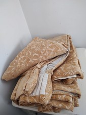 Vintage mustard tapestry curtains pitch pleat handmade gold mustard W48" / D80"