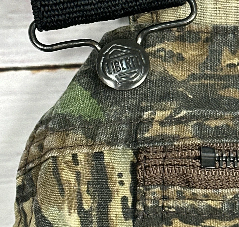 VTG Liberty Utility Bib Overalls Mens Large 36x30 Realtree Camo Button Fly USA - Image 3 of 4