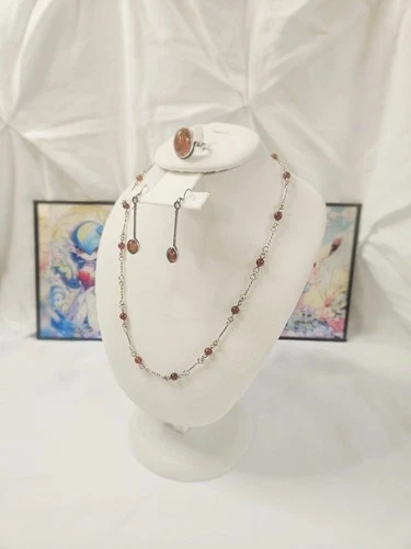 Baltic Amber Jewelry Set 925 Sterling Earrings Ring Sz 5 Necklace Vintage