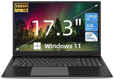 SGIN Laptop, 4GB RAM 128GB SSD, WINDOWS 11, 17.3'' Full HD 1920*1080 IPS 8000mAh