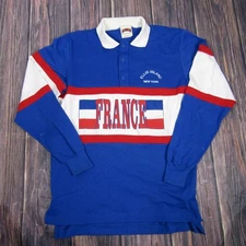 Vintage Nutmeg Mills France Rugby Shirt Mens Large Ellis Island New York 90s