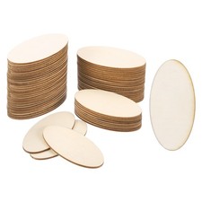 80x40mm Wood Pieces, 60 Pack Unfinished Oval Wood Shapes Wooden Cutouts