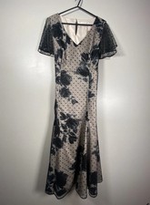 Jacques Vert Dress Women's Size 8 Fit and Flare Net Floral Formal Wedding