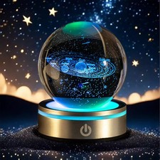 QIANCHANG Solar System 3D Crystal Ball with 3.15", Multicolor-solar system
