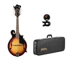Washburn Florentine F-Style Mandolin w/ Hard Case - Tobacco + Clip-On Tuner