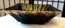  VINTAGE MCM BLACK GOLD GLAZED PLANTER USA HOLLYWOOD REGENCY MID CENTURY 