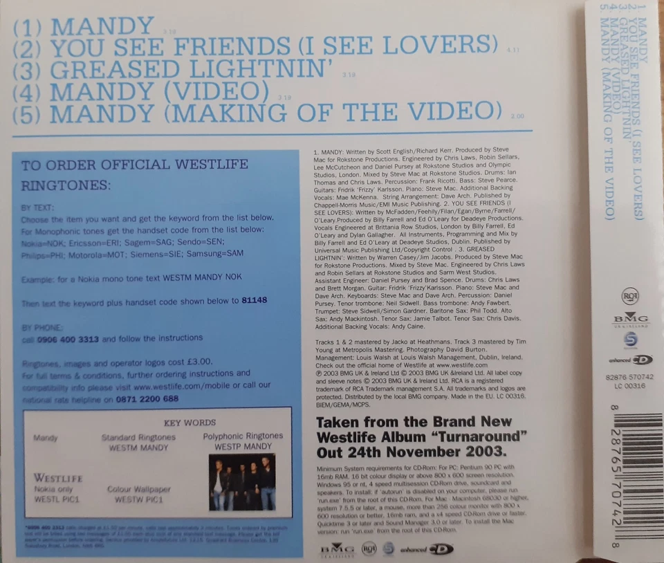  Westlife  - Mandy - 5 Tracks - Maxi CD  - Bild 2 von 2