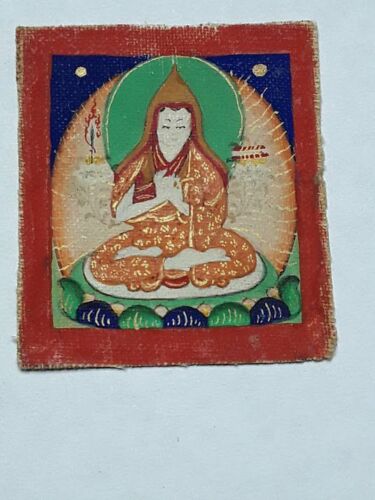 Antike Tsakli Miniatur Tangka auf Tuch eines Mönchs - Bild 1 von 4