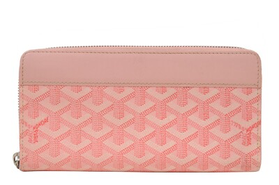 Goyard Matignon Long Wallet Pink Zip Bi Fold Multi Pocket Travel