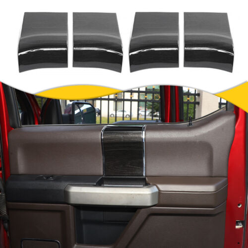 4x Cubierta decorativa de moldura de panel de manija de puerta interior para Ford F150 2015+ grano de madera negro - Imagen 3 de 9